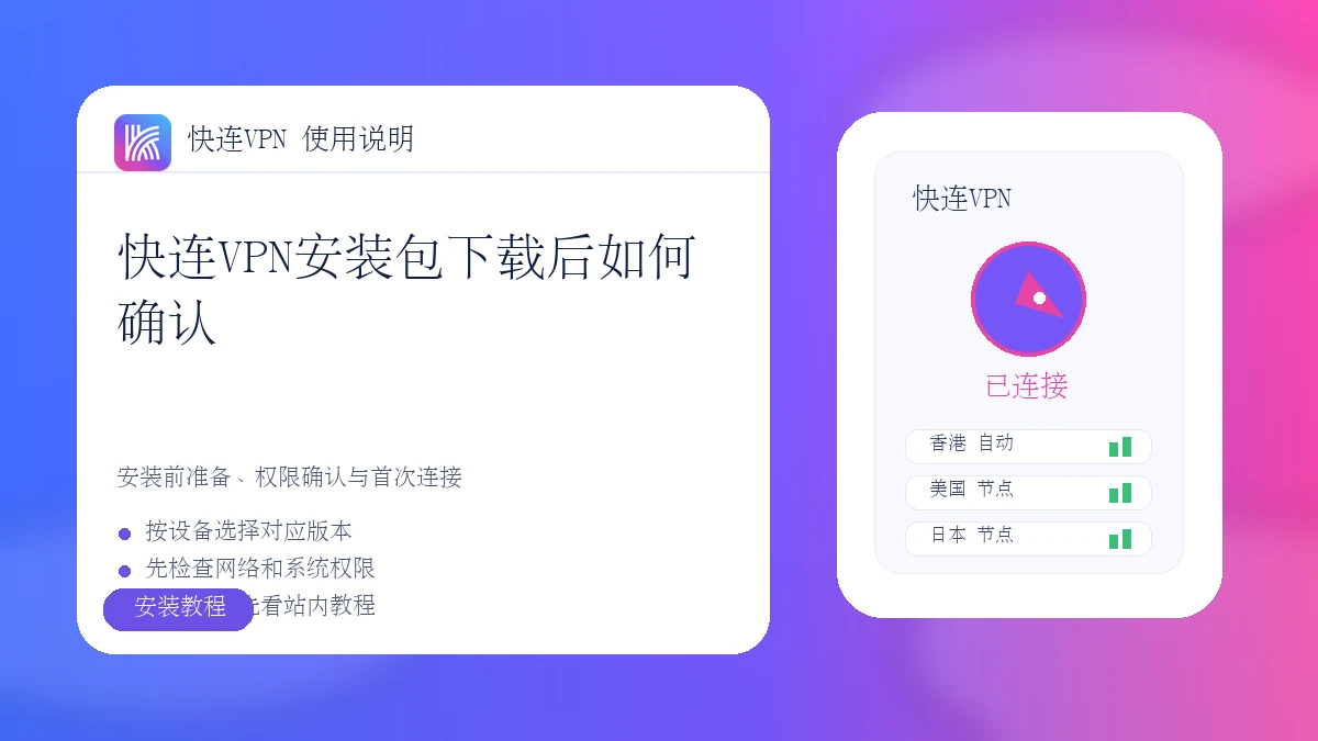 快连VPN安装包下载后如何确认