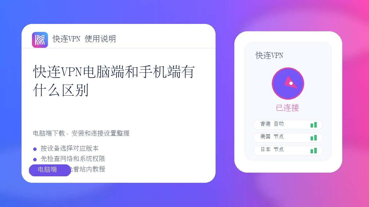 快连VPN电脑端和手机端有什么区别